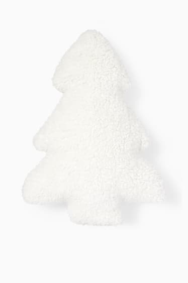 Dames - Kussen voor de kerst - 47 x 33 cm - denneboom - wit