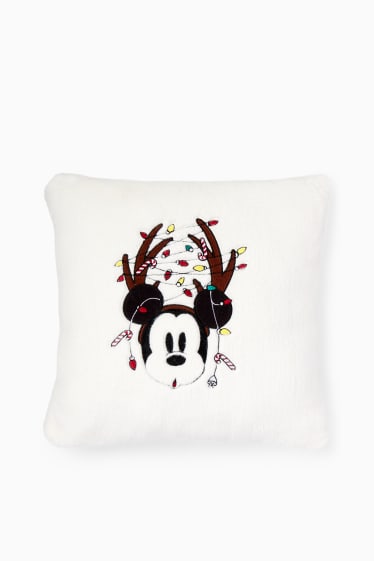 Dames - Kussen voor de kerst - 40 x 40 cm - Mickey Mouse - wit