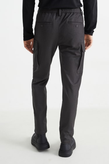 Mężczyźni - Spodnie bojówki - tapered fit - Flex - czarny-melanż