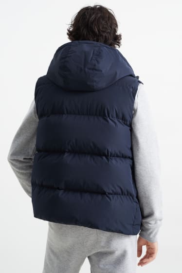 Men - Down gilet with hood - dark blue