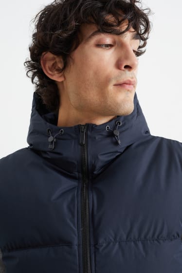 Men - Down gilet with hood - dark blue