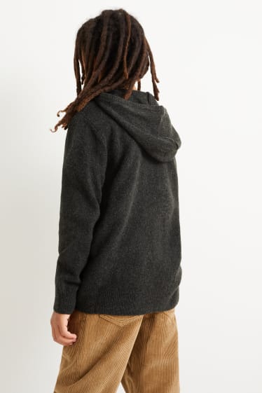 Enfants garçons - Pullover à capuche - gris foncé