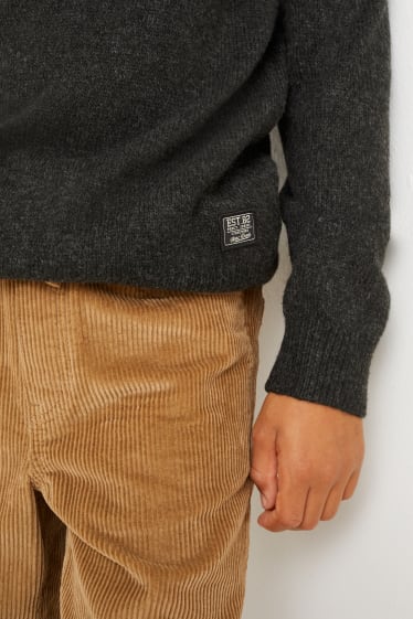 Enfants garçons - Pullover à capuche - gris foncé