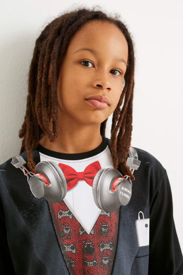 Kinder Jungen - Weihnachts-Langarmshirt - schwarz