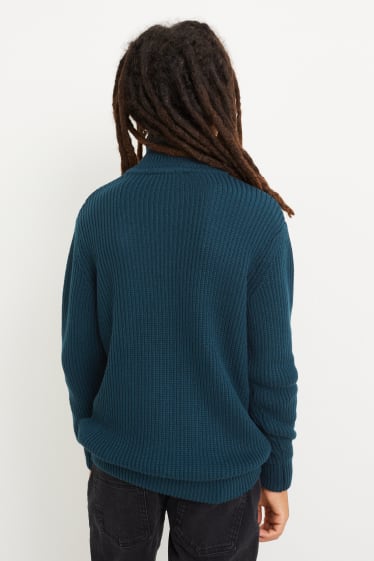 Children Boys - Jumper - ribbed - dark blue