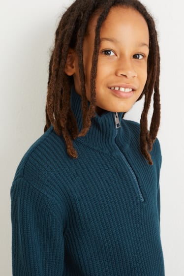 Children Boys - Jumper - ribbed - dark blue