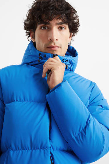 Herren - Daunenjacke mit Kapuze - blau