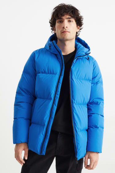 Herren - Daunenjacke mit Kapuze - blau