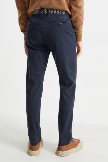 Bărbați - Chino cu curea - regular fit - albastru închis