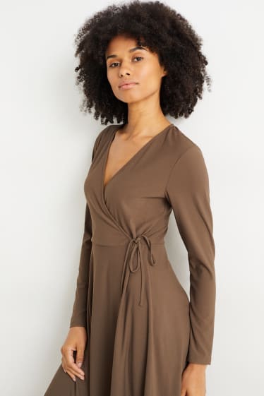 Mujer - Vestido cruzado - marrón
