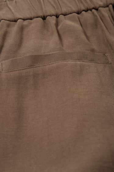 Femmes - Pantalon de toile - high waist - tapered fit - marron