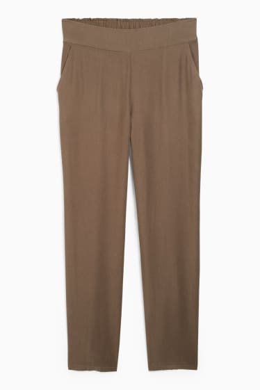 Donna - Pantaloni di stoffa - vita alta - tapered fit - marrone