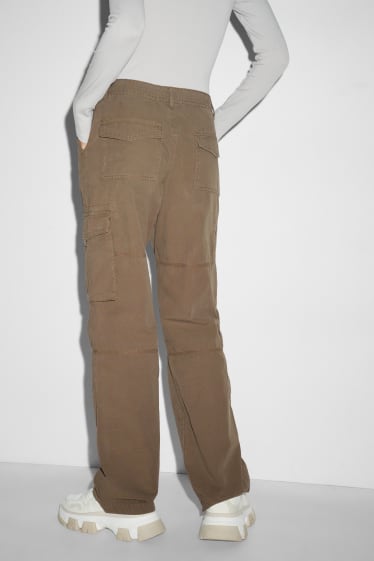 Damen - Stoffhose - Mid Waist - Straight Fit - khaki