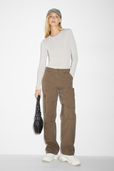 Tieners & jongvolwassenen - CLOCKHOUSE - pantalon - mid waist - straight fit - kaki