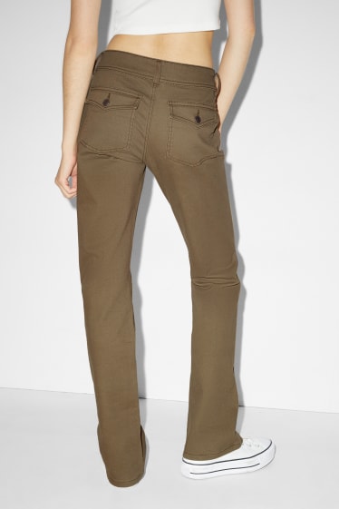 Dospívající a mladí - CLOCKHOUSE - kalhoty - low waist - bootcut fit - khaki