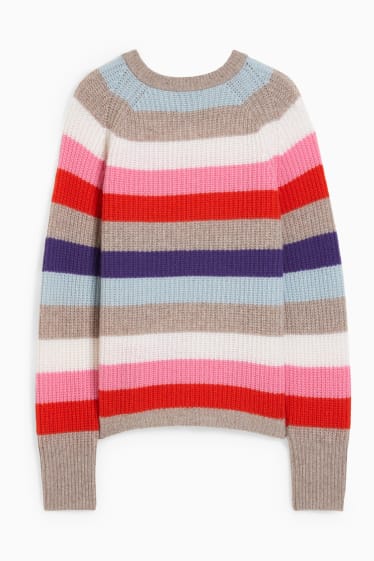 Damen - Kaschmir-Pullover - gestreift - bunt