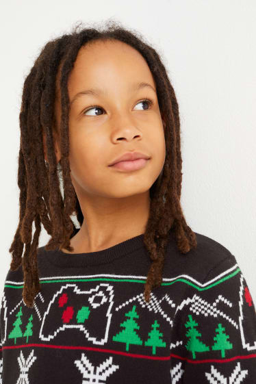 Kinderen: jongens - Gaming - kersttrui - zwart