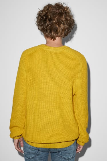 Herren - Pullover - gerippt - gelb