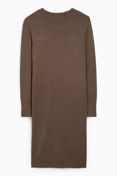 Femmes - Robe basique en maille - marron