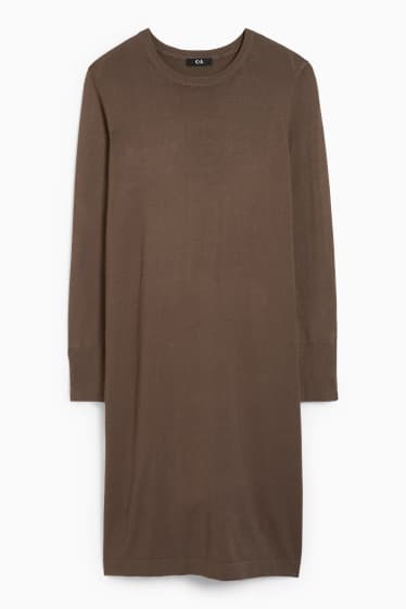 Femmes - Robe basique en maille - marron