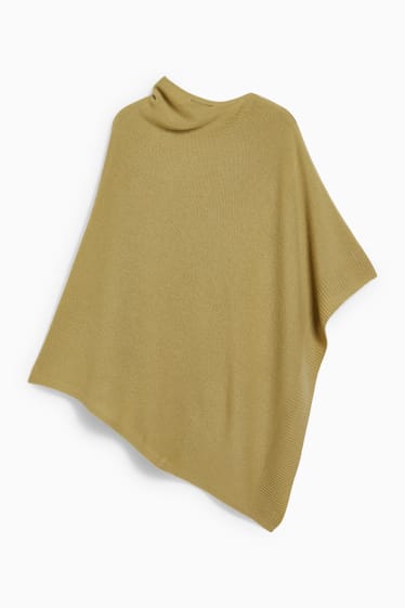 Women - Poncho with cashmere - wool blend - mustard yellow