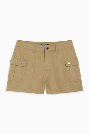 Dames - CLOCKHOUSE - cargoshort - low waist - lichtbruin