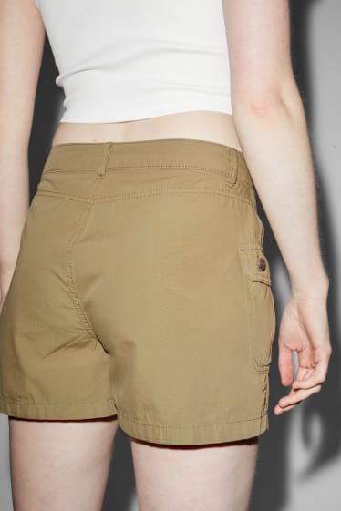 Dames - CLOCKHOUSE - cargoshort - low waist - lichtbruin