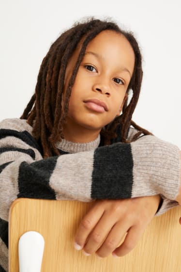 Kinderen: jongens - Trui - gestreept - beige