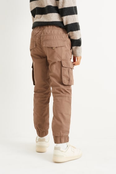 Children - Cargo trousers - thermal trousers - light brown