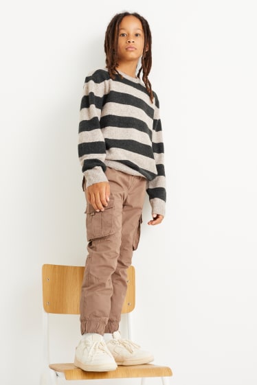 Kinder Buben - Cargohose - Thermohose - hellbraun