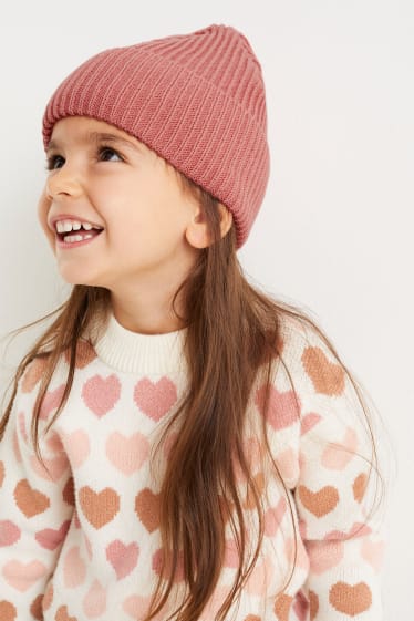 Enfants - Bonnet en maille - rose