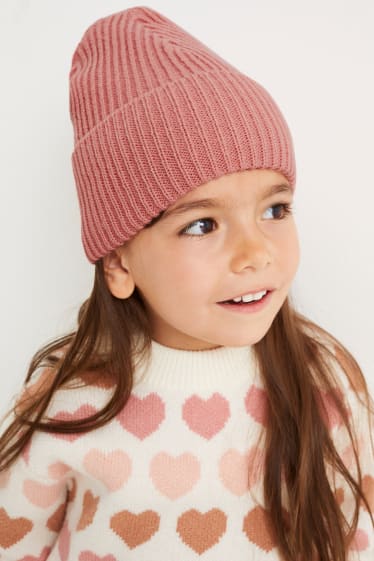 Enfants - Bonnet en maille - rose