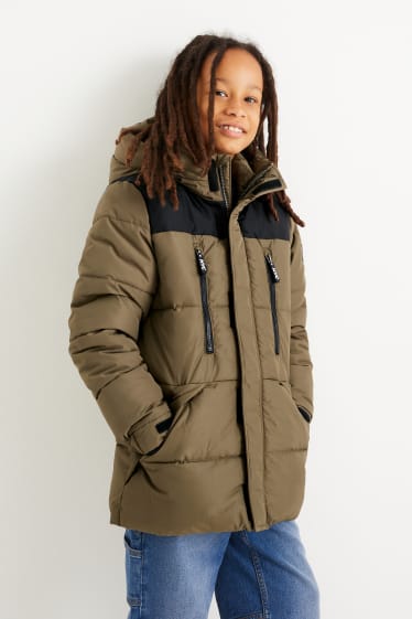Kinder Buben - Steppjacke mit Kapuze - grün