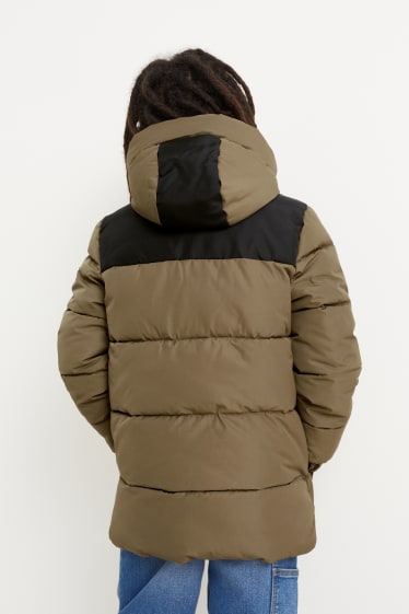 Kinder Buben - Steppjacke mit Kapuze - grün