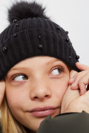 Children - Knitted hat - black