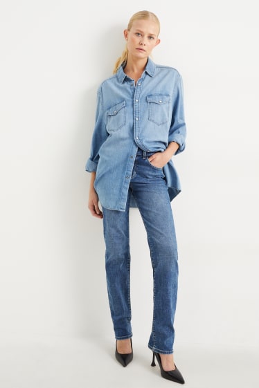 Femmes - Jean coupe droite - mid-waist - LYCRA® - jean bleu