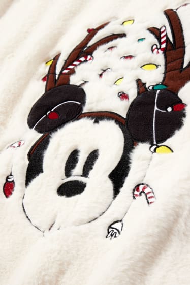 Dames - Fleecedeken voor de kerst - 130 x 170 cm - Mickey Mouse - wit