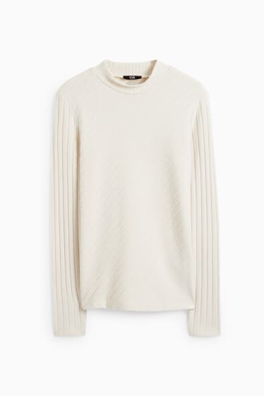 Damen - Rollkragenshirt - cremeweiß