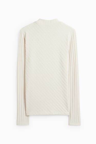 Damen - Rollkragenshirt - cremeweiß
