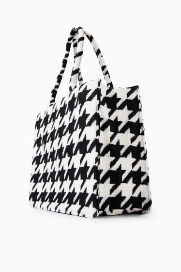 Damen - Tasche - kariert - schwarz / weiss