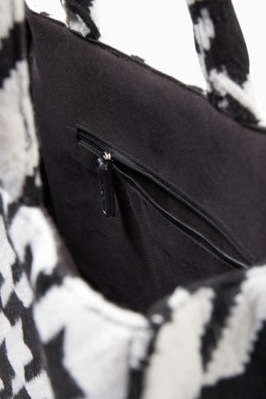 Damen - Tasche - kariert - schwarz / weiss