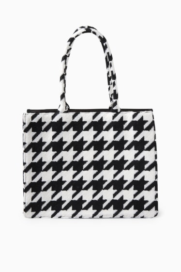 Damen - Tasche - kariert - schwarz / weiss