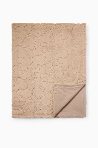Damen - Kunstfell-Decke - 170 x 130 cm - Micky Maus - beige