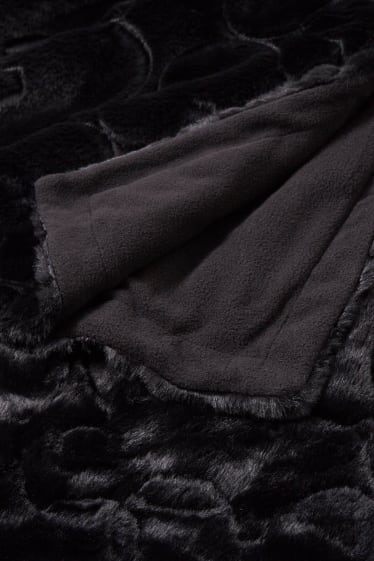 Damen - Kunstfell-Decke - 170 x 130 cm - Micky Maus - schwarz