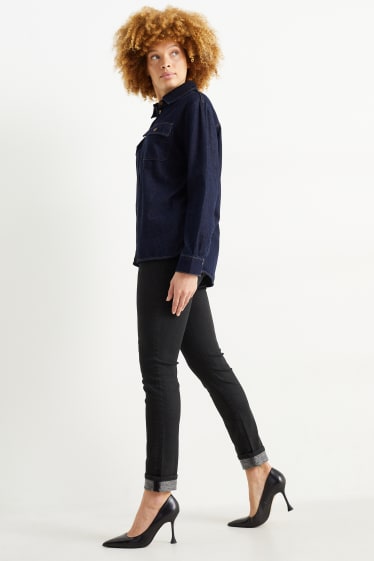 Kobiety - Slim jeans - dżinsy ocieplane - średni stan - czarny