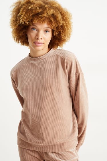 Femei - Bluză de molton basic - taupe