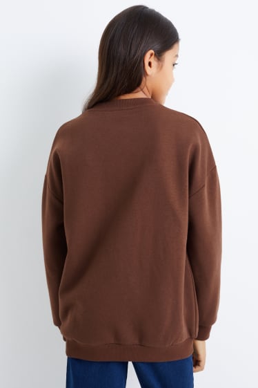 Kinder Mädchen - Teddybär - Sweatshirt - dunkelbraun