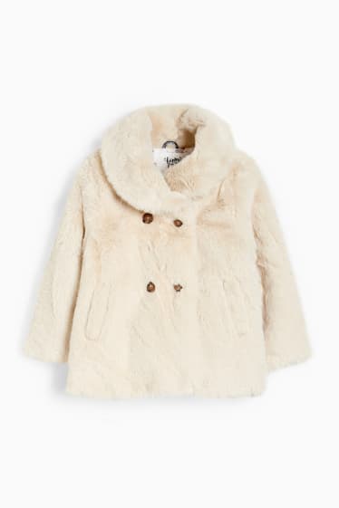 Bébés - Veste en imitation fourrure pour bébé - beige