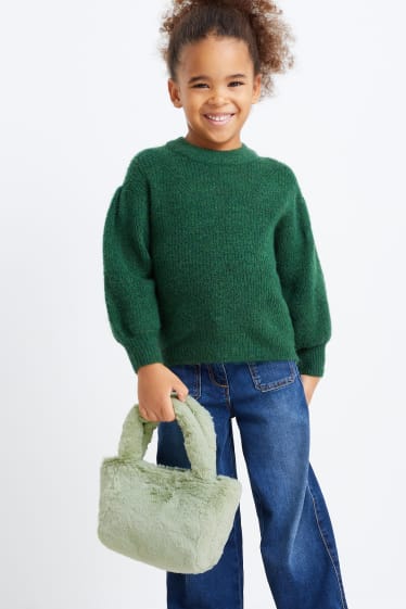 Enfants - Petit sac en imitation fourrure - vert clair