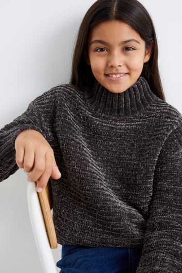 Kinder - Chenille-Pullover - grau